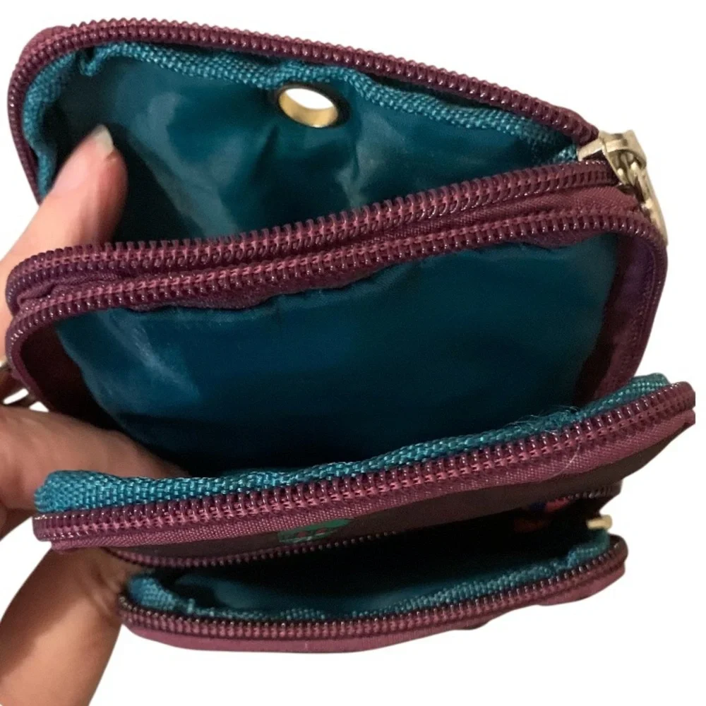 Cell Phone Bag Burgundy Hot Air Balloon Crossbody Halter Wrist Armband Bag 4 Sec